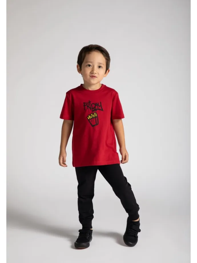 T-Shirt aus Baumwolle mit kurzen Ärmeln in rot