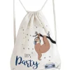 Turnbeutel Faultier Bonaparte Party in Blau - 42x33x1cm