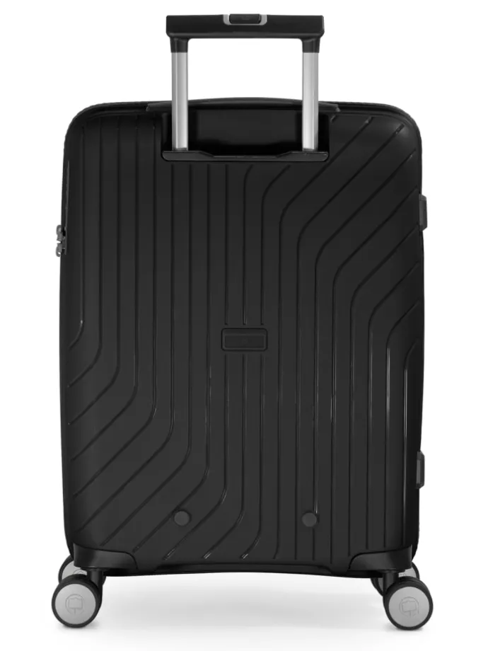 TXL - 3er Kofferset Hartschalen-Trolleys Laptop-Fach 4 Rollen TSA in Schwarz