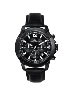 Uhr The Leather Chrono in schwarz