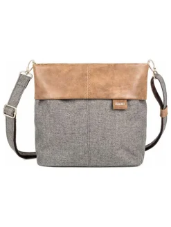 Umhängetasche in Grau/ Hellbraun - (B)25 x (H)23 x (T)10 cm