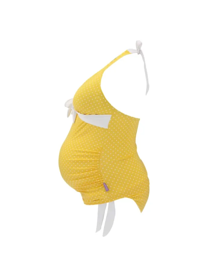 Umstandsbademode ANNIE in Gelb-weiß gepunktet maternity swimwear