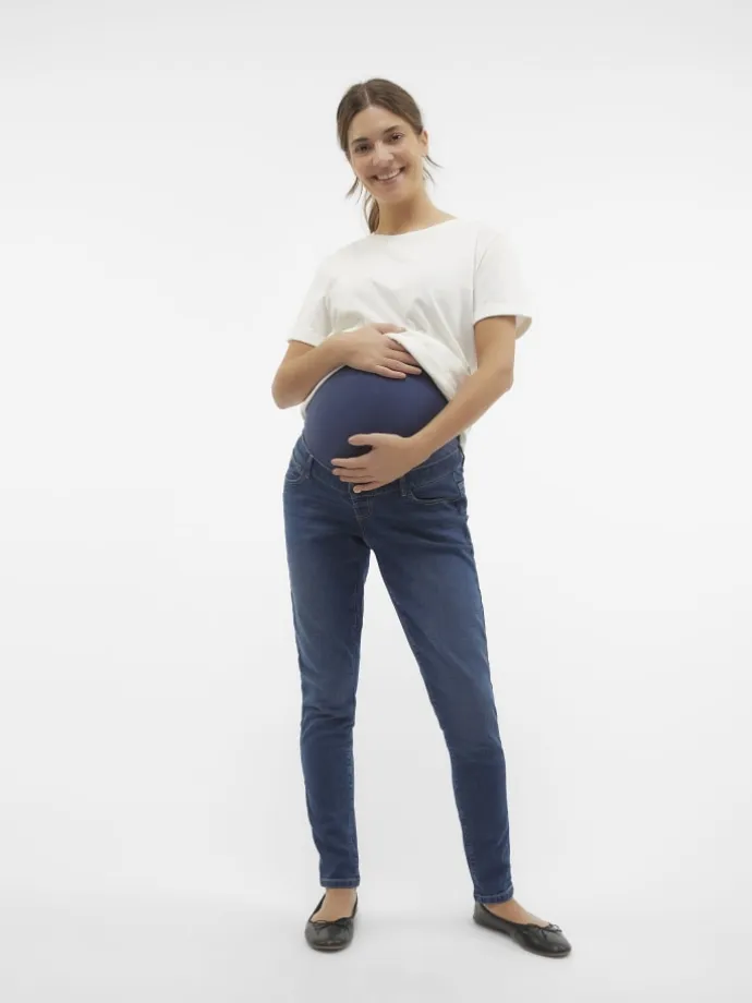 Umstandsjeans mit Skinny Fit in Medium Blue Denim