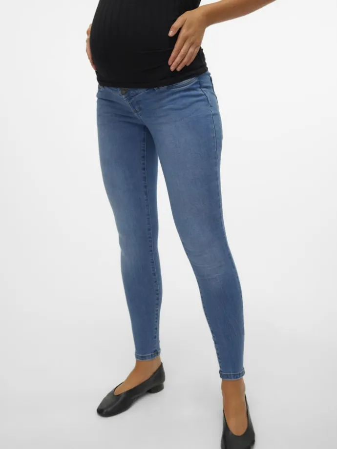 Umstandsjeans mit Skinny Fit in Medium Blue Denim