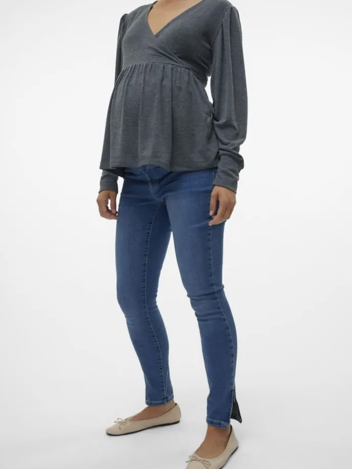 Umstandsjeans mit Skinny Fit in Medium Blue Denim