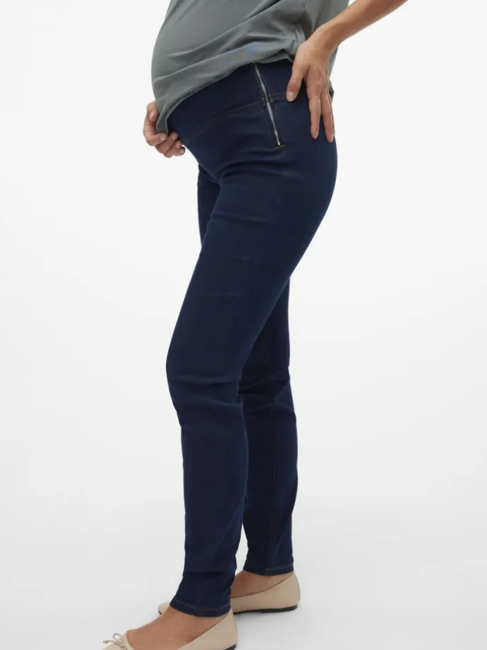 Umstandsjeans mit Skinny Fit in Dark Blue Denim