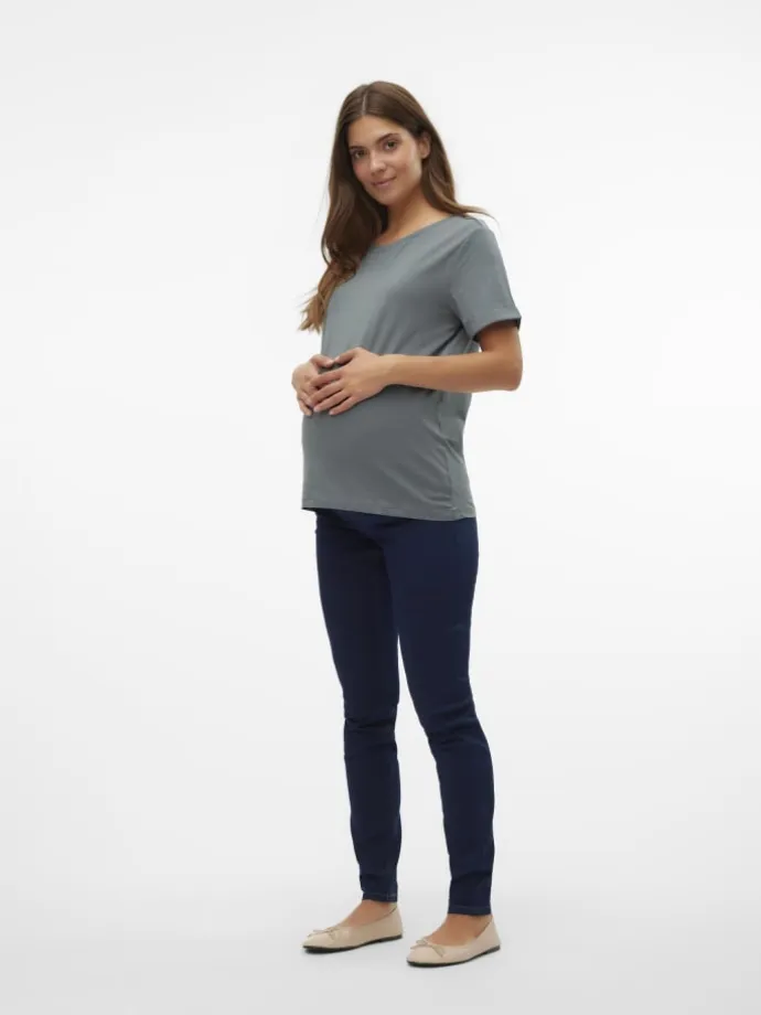Umstandsjeans mit Skinny Fit in Dark Blue Denim