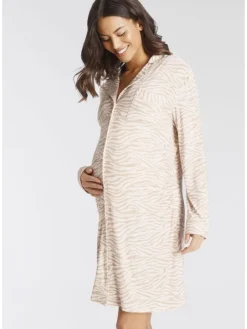 Umstandsnachthemd in beige-gemustert