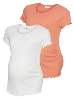 Umstandsshirt in aprikot+weiß