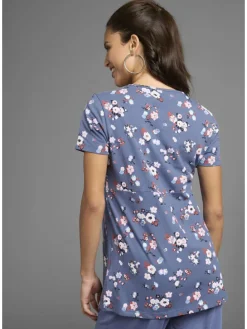 Umstandsshirt in blau geblümt