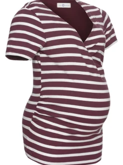 Umstandsshirt in bordeaux/bordeaux-gestreift