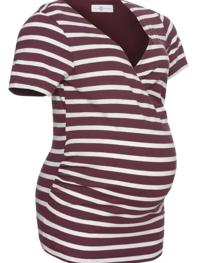 Umstandsshirt in bordeaux/bordeaux-gestreift