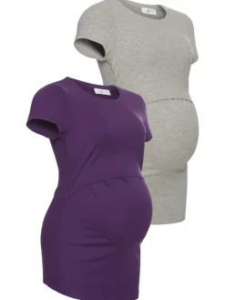 Umstandsshirt in lila/graumeliert