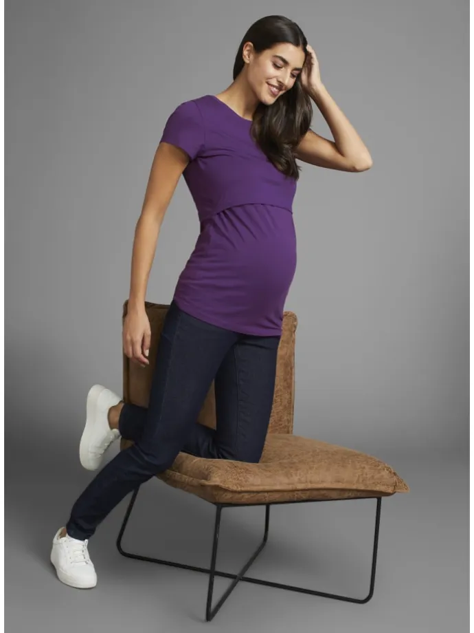 Umstandsshirt in lila/graumeliert