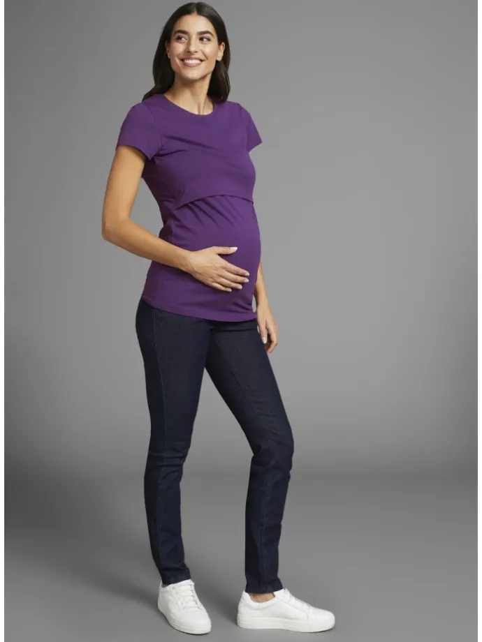 Umstandsshirt in lila/graumeliert