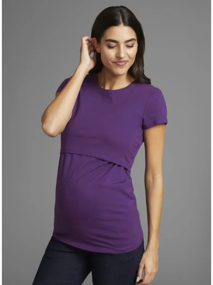 Umstandsshirt in lila/graumeliert
