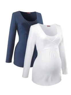 Umstandsshirt in marine/weiß