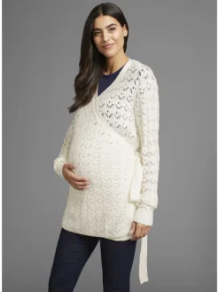 Umstandsstrickjacke in naturweiß