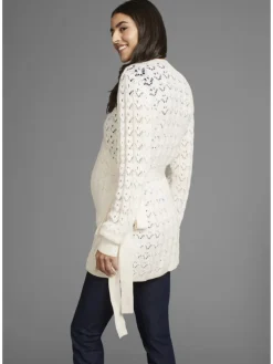 Umstandsstrickjacke in naturweiß