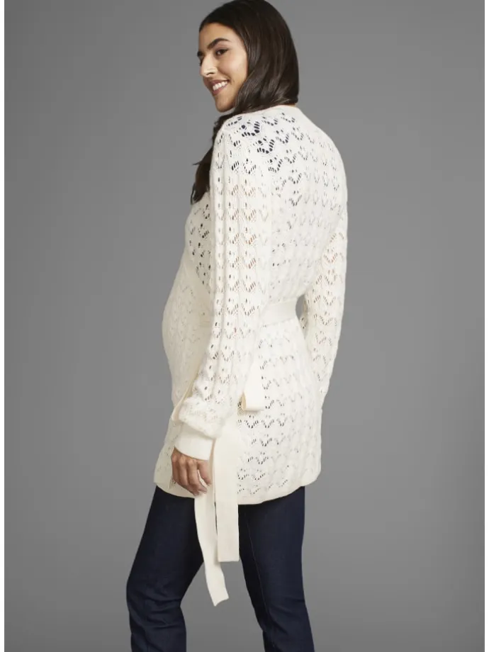 Umstandsstrickjacke in naturweiß