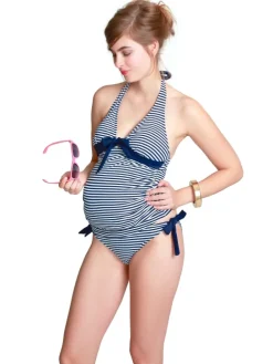 Umstandstankini ANNIE in Blau-weiß gestreift maternity swimwear