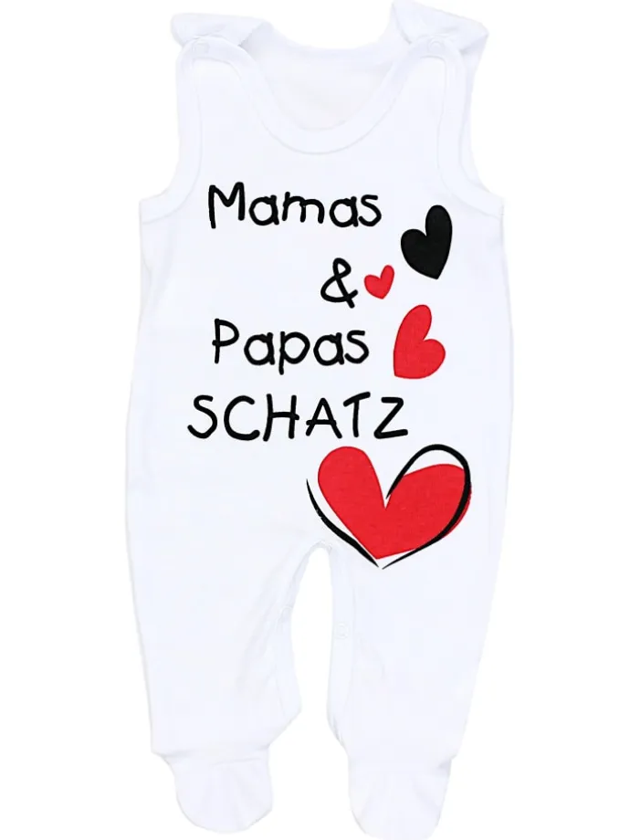 Unisex Baby Strampler mit Spruch in weiß Modell 2