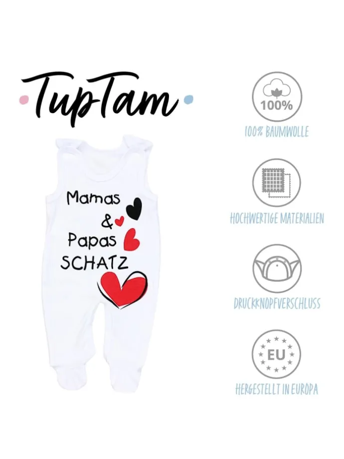 Unisex Baby Strampler mit Spruch in weiß Modell 2