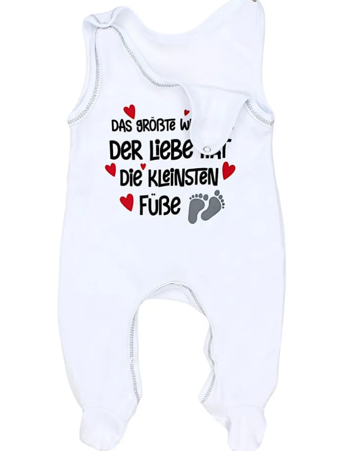 Unisex Baby Strampler mit Spruch in rot/weiß