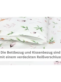 Unisex Baby Wiegenset 4-teilig in grün/beige