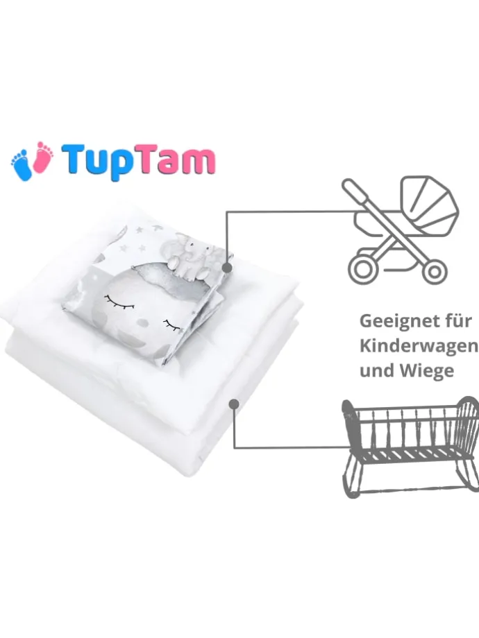 Unisex Baby Wiegenset 4-teilig in hellgrau