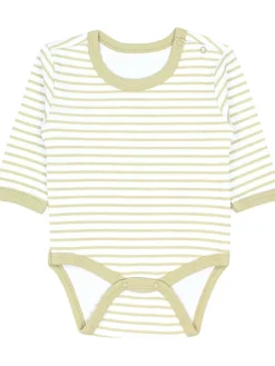 Unisex Langarm Body mit Aufdruck Spruch 5er Pack in grün/beige