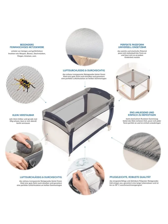 Universal Insektenschutz / Mückennetz für in grau