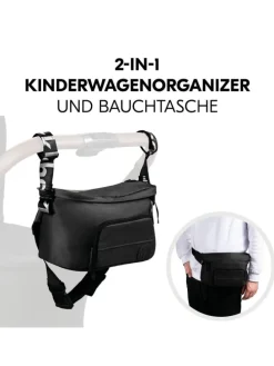 Universal Kinderwagen Organizer und Bauchtasche in schwarz