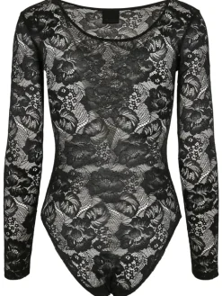 Urban Classics Damen Ladies Lace Longsleeve Body in black