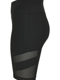 Urban Classics Damen Ladies High Waist Tech Mesh Cycle Shorts in black