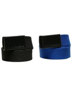 Urban Classics Unisex Canvas Belt Kids 2-Pack in black+blue