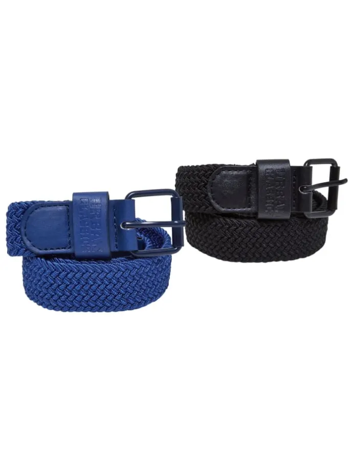 Urban Classics Unisex Elastic Belt Set Kids in black/spaceblue