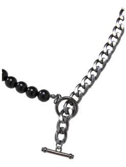 Urban Classics Unisex Half Pearl Exchangable Necklace 2-Pack in gold/gunmetal