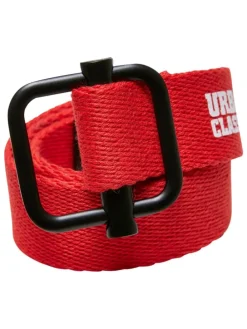 Urban Classics Unisex Industrial Canvas Belt Kids 2-Pack in black/red