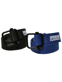 Urban Classics Unisex Industrial Canvas Belt Kids 2-Pack in black/blue