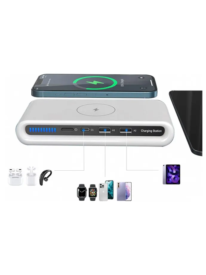 USB 4-in-1 Multifunktions-Schnellladestation in Weiß