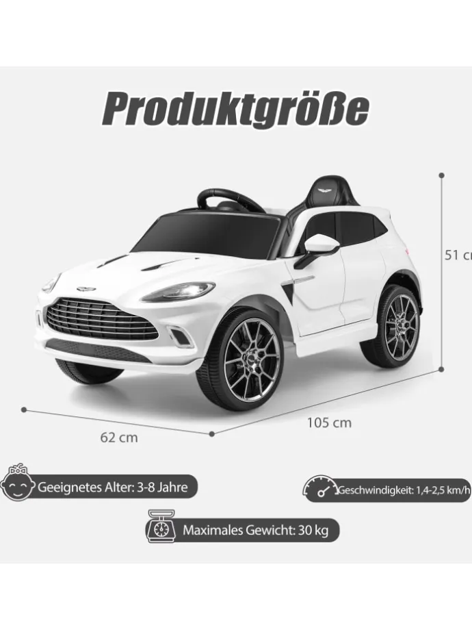 12V Elektroauto Aston Martin DBX in Weiß
