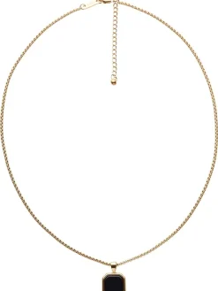 Vergold. Halskette mit Edelstein - (L)50 cm