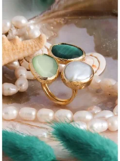 Vergold. Ring mit Edelsteinen