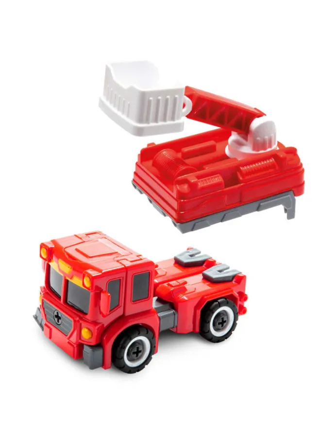 Verwandlungsroboter Feuerwehrauto in rot