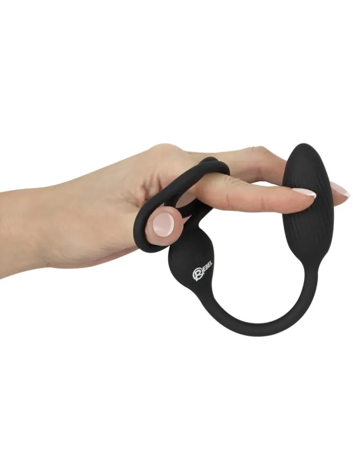 Vibro-Analplug Rings with a RC B-Plug in schwarz
