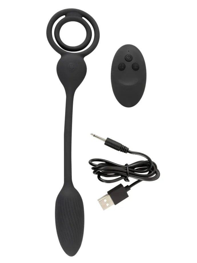 Vibro-Analplug Rings with a RC B-Plug in schwarz
