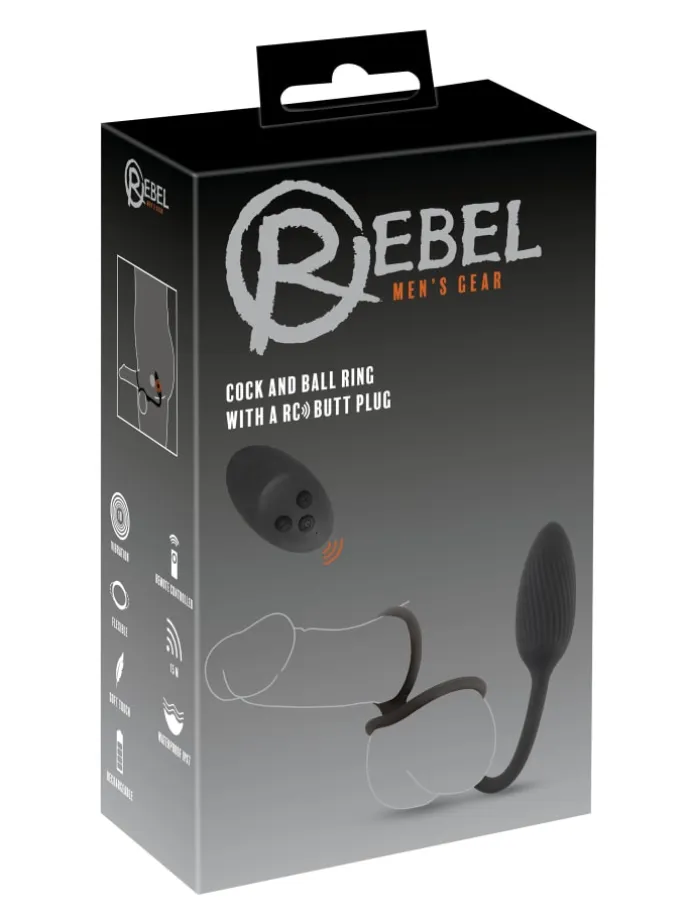 Vibro-Analplug Rings with a RC B-Plug in schwarz