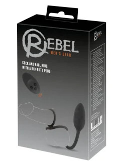 Vibro-Analplug Rings with a RC B-Plug in schwarz
