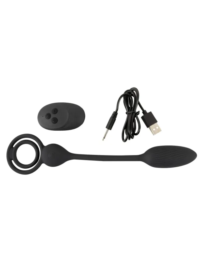 Vibro-Analplug Rings with a RC B-Plug in schwarz